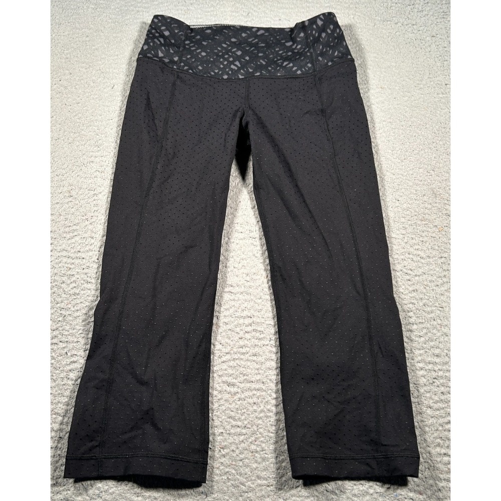 Lululemon Athletic Leggings Womens 4 (26X20) Black‎ Stretch Shine Dot Gym Yoga